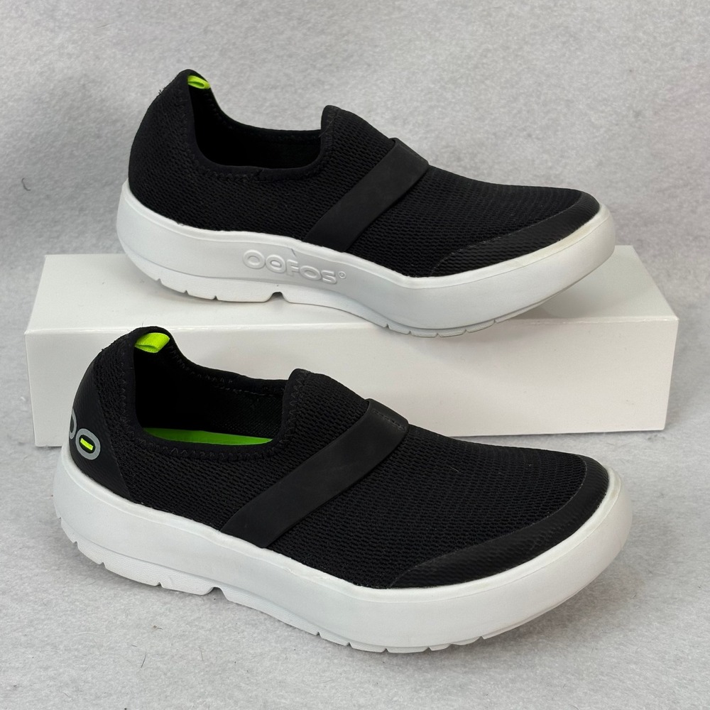 Oofos Oomg Eezee Low Recovery‎ Shoes Womens Sz 6 Black Slip On Mesh Comfort